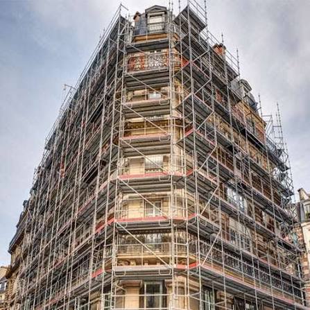 Construction site with scaffolding